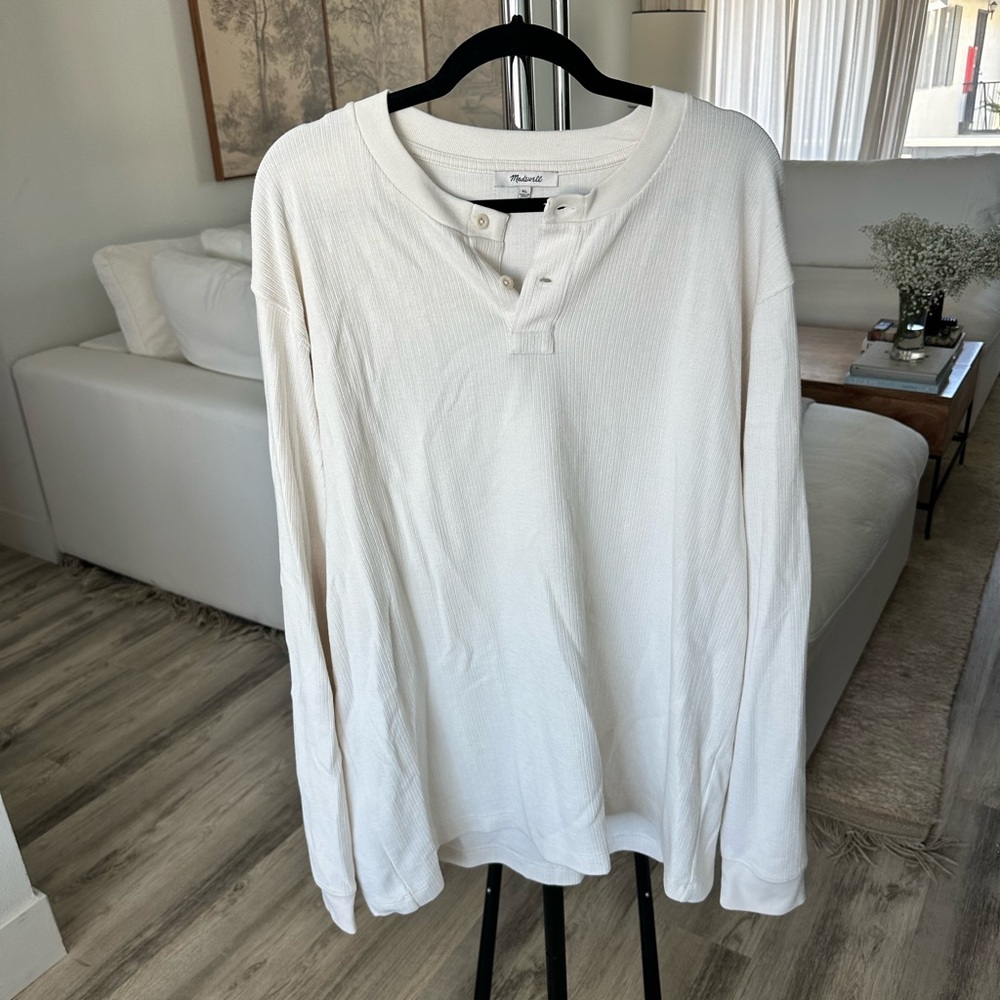 Madewell Ribbed Long Sleeve Henley White